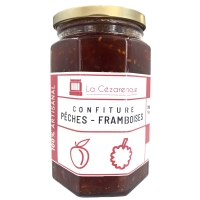 Pot de confiture pêches framboises